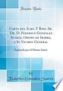 libro Carta Del Ilmo. Y Rmo. Sr. Dr. D. Federico Gonzalez Suarez, Obispo De Ibarra, A Su Vicario General